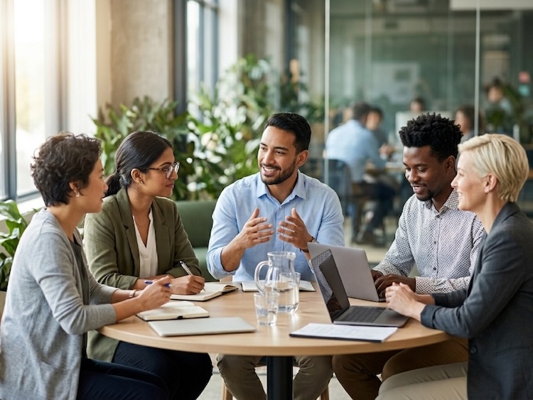 Equipo de Dynamica escuchando a un cliente en una reunión